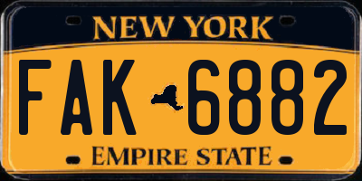 NY license plate FAK6882