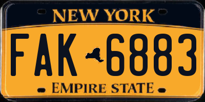 NY license plate FAK6883