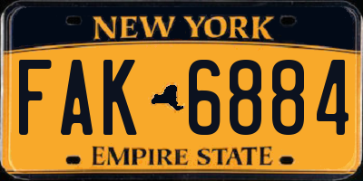 NY license plate FAK6884