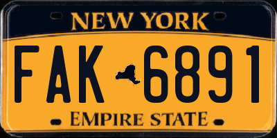 NY license plate FAK6891