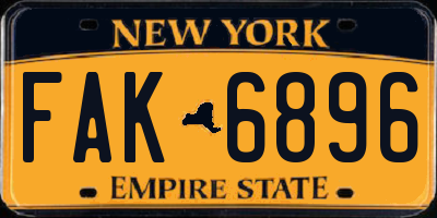 NY license plate FAK6896