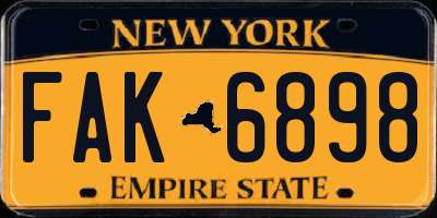 NY license plate FAK6898