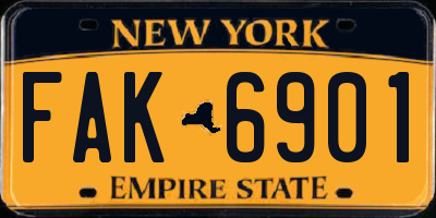 NY license plate FAK6901