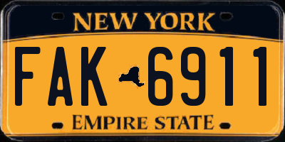 NY license plate FAK6911