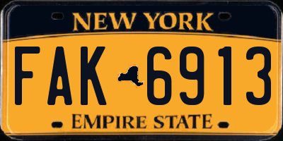 NY license plate FAK6913