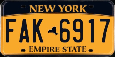 NY license plate FAK6917