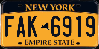 NY license plate FAK6919