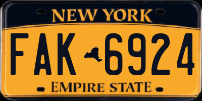 NY license plate FAK6924