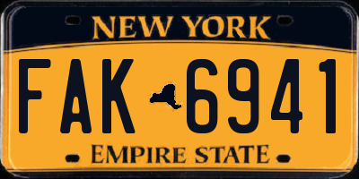 NY license plate FAK6941