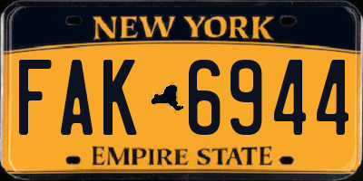 NY license plate FAK6944