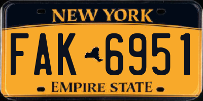 NY license plate FAK6951