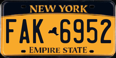 NY license plate FAK6952