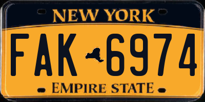 NY license plate FAK6974