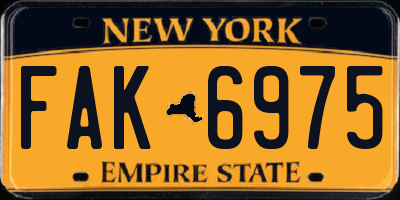 NY license plate FAK6975