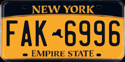 NY license plate FAK6996