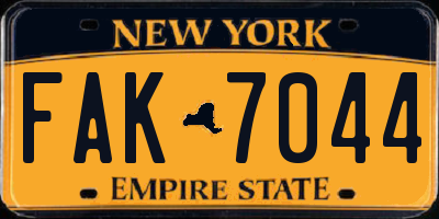 NY license plate FAK7044