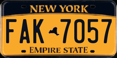 NY license plate FAK7057