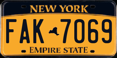 NY license plate FAK7069