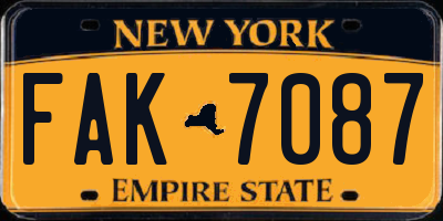 NY license plate FAK7087