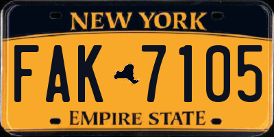 NY license plate FAK7105