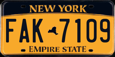 NY license plate FAK7109