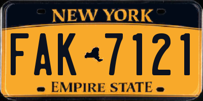 NY license plate FAK7121