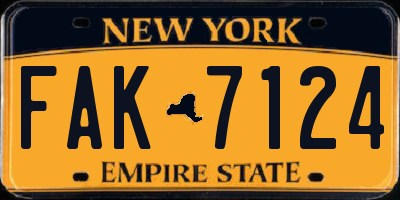 NY license plate FAK7124