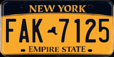 NY license plate FAK7125