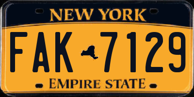 NY license plate FAK7129