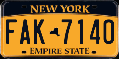 NY license plate FAK7140