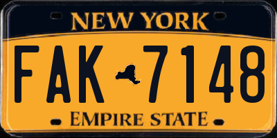 NY license plate FAK7148