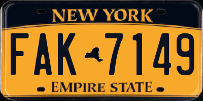 NY license plate FAK7149