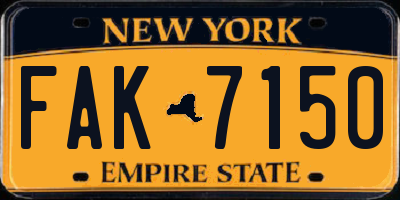 NY license plate FAK7150