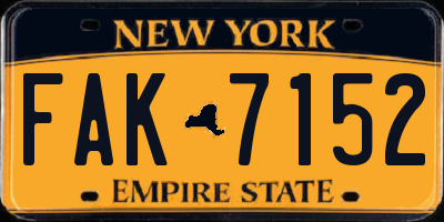 NY license plate FAK7152