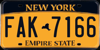 NY license plate FAK7166