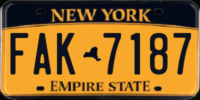 NY license plate FAK7187