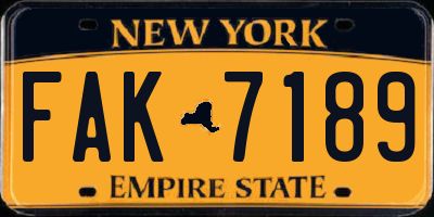 NY license plate FAK7189