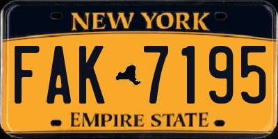 NY license plate FAK7195