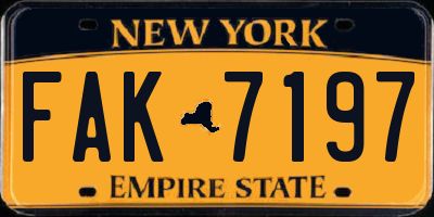 NY license plate FAK7197