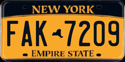 NY license plate FAK7209