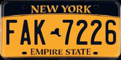 NY license plate FAK7226