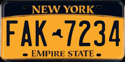 NY license plate FAK7234
