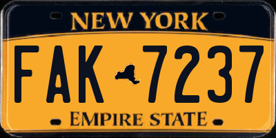 NY license plate FAK7237