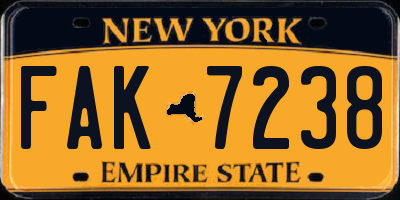 NY license plate FAK7238