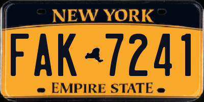 NY license plate FAK7241