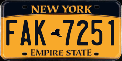 NY license plate FAK7251