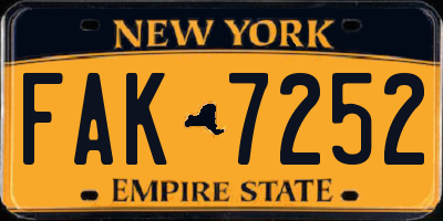 NY license plate FAK7252
