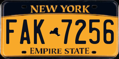 NY license plate FAK7256