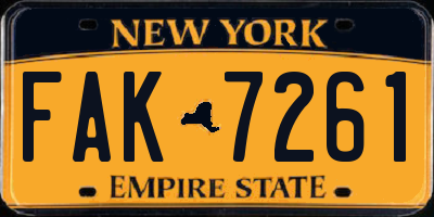 NY license plate FAK7261