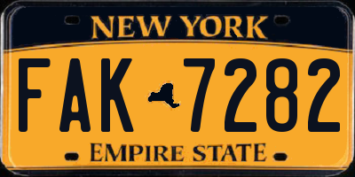 NY license plate FAK7282